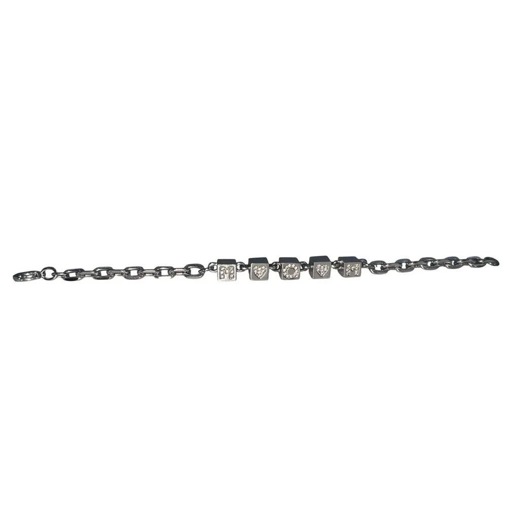 swarovski crystal‎ Women's Block MOM Braclet With Hearts Rhodium Plated
